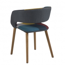Jídelní židle Garry s dřevěnou podnoží, patchwork - 4