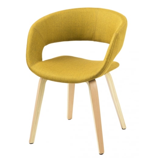Jídelní židle Garry s dřevěnou podnoží žlutá - 1