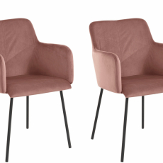Jídelní židle Jonna (SADA 2 ks), samet, růžová - 1