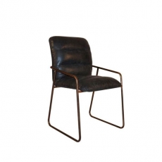Jídelní židle kožená Dewey, černá - 1