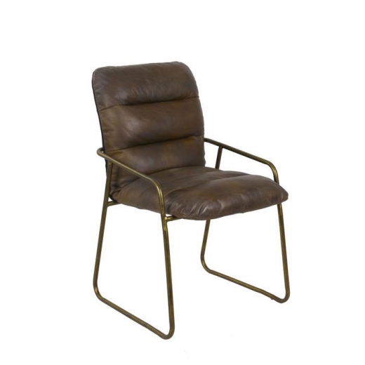 Jídelní židle kožená Dewey, hnědá - 1
