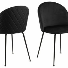Jídelní židle Louise (SET 2ks), samet, černá - 1