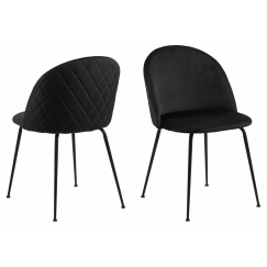 Jídelní židle Louise (SET 2ks), samet, černá