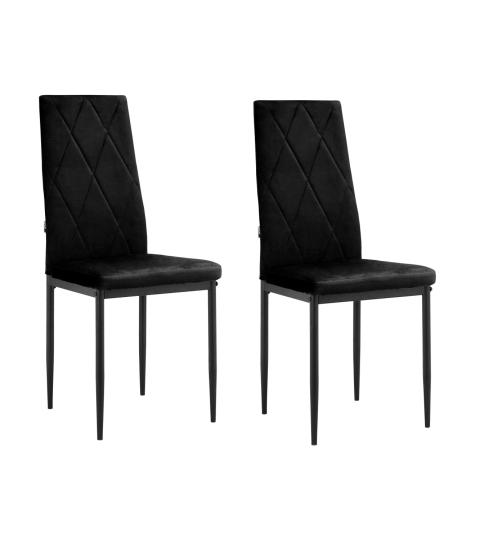 Jídelní židle Melly (SET 2 ks), samet, černá