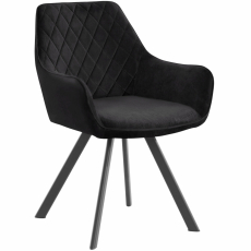 Jídelní židle Polka, samet, černá / černá - 1