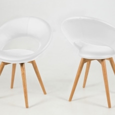 Jídelní židle Round s masivními nohami (SET 2 ks) bílá - 2