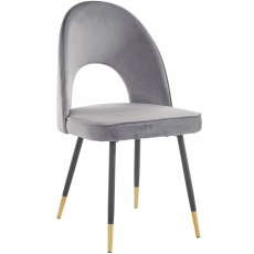Jídelní židle Roy (SADA 2 ks), samet, šedá - 4