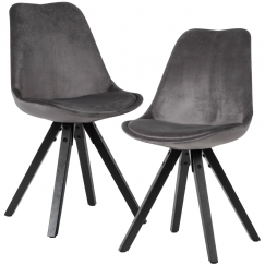 Jídelní židle Ruby (SET 2 ks), samet, šedá / černá