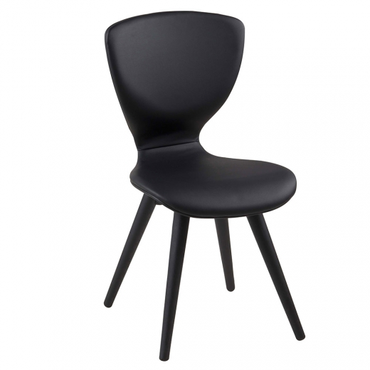Jídelní židle s dřevěnými nohami Greta (SET 2 ks), černá/černá - 1
