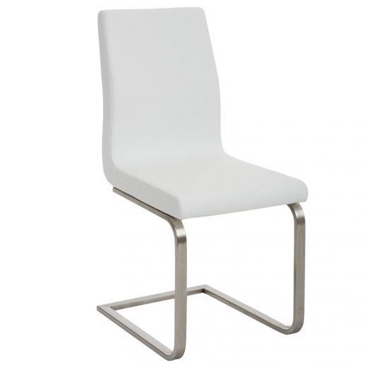 Jídelní židle s nerezovou podnoží Bella (SET 2 ks), bílá - 1