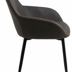 Jídelní židle s područkami Candis (SET 2 ks), syntetická kůže, šedá - 9
