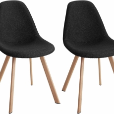 Jídelní židle Sary (SET 2 ks), textil, černá - 1