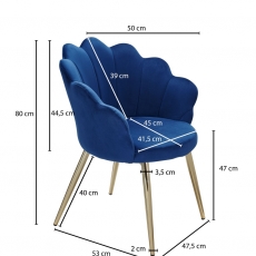 Jídelní židle Tulpe, samet, modrá - 3