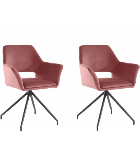 Jídelní židle Vienna (SADA 2 ks), samet, černá / růžová