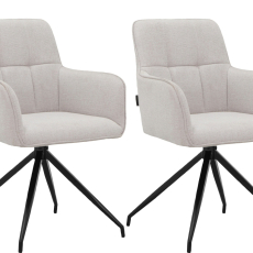 Jídelní židle Zaria (SET 2 ks), textil, krémová - 1