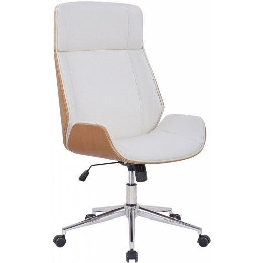 Kancelárska stolička Varel, syntetická koža, prírodná / biela - 1