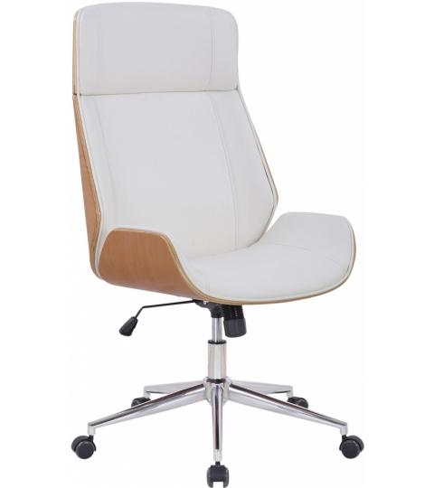 Kancelárska stolička Varel, syntetická koža, prírodná / biela