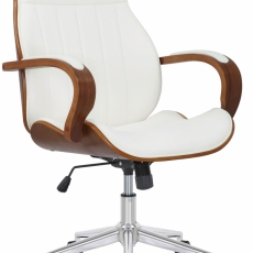 Kancelářská židle Melilla, syntetická kůže, ořech / bílá - 1