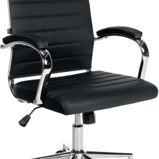 Kancelářská židle Mollis, pravá kůže, černá - 1