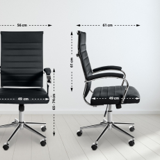 Kancelářská židle Mollis, pravá kůže, černá - 2