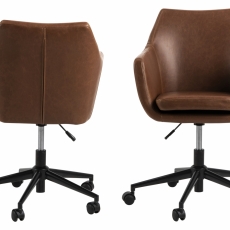Kancelářská židle Nora, syntetická kůže, hnědá - 2