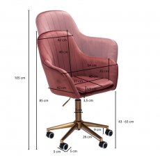 Kancelářská židle Silen, samet, růže - 4