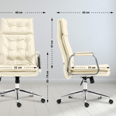 Kancelářská židle Sotira, pravá kůže, krémová - 2