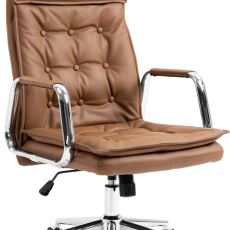Kancelářská židle Sotira, pravá kůže, světle hnědá - 1
