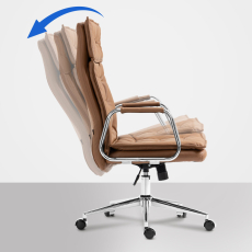 Kancelářská židle Sotira, pravá kůže, světle hnědá - 4