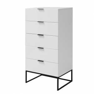 Komoda s 5 zásuvkami Copenhagen, 120 cm, bílá/černá