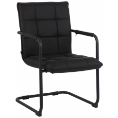 Konferenčná stolička Gandia, pravá koža, čierna / čierna