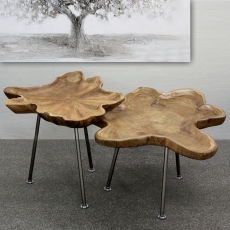 Konferenční / odkládací stolek s teakovou deskou Baum, 80 cm - 2