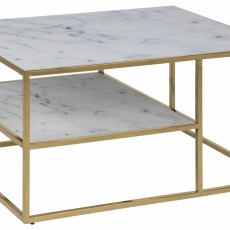 Konferenční stolek Alisma, 90 cm, bílá/zlatá - 1