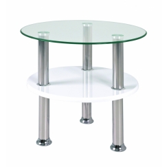 Konferenční stolek Azariah, 42 cm, nerez / bílá