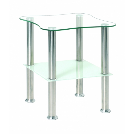 Konferenční stolek Azariah, 47 cm, nerez / bílá - 1