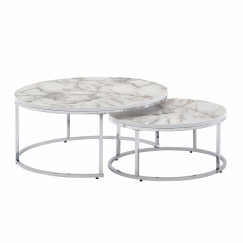 Konferenční stolek Holey (SADA 2 ks), 80 cm, stříbrná