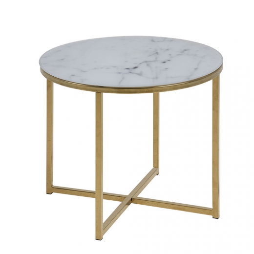 Konferenční stolek kulatý Alma, 50 cm, zlatá - 1