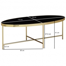 Konferenční stolek Olia, 110 cm, černá / zlatá - 4