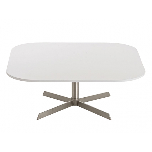Konferenční stolek s nerezovou podnoží Arta, 90 cm bílá - 1