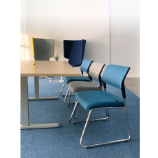 Konferenční židle Evo 4L, textil, šedá - 2