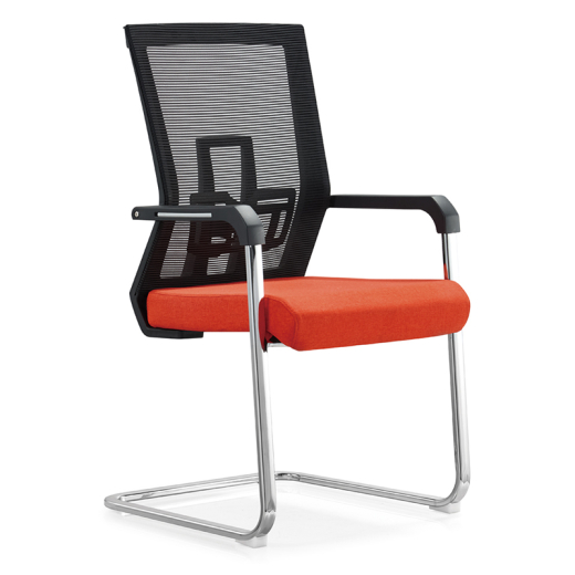 Konferenční židli Lucca, textil, černá / oranžová - 1