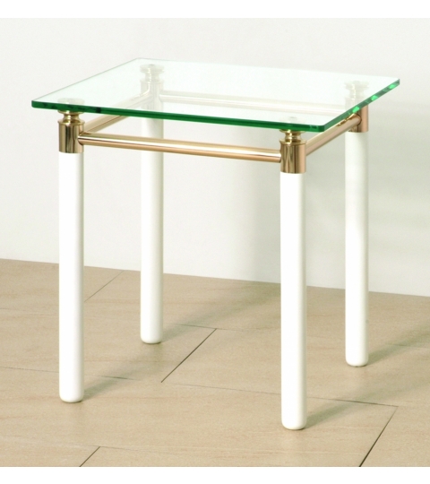 Konferenčný stolík Terrell, 42 cm, biela/zlatá