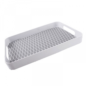 Melaminový podnos Squares, 50 cm, bílá/stříbrná