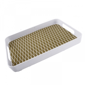 Melaminový podnos Squares, 50 cm, bílá/zlatá