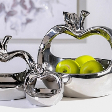 Mísa keramická Apple, 26 cm, stříbrná - 2