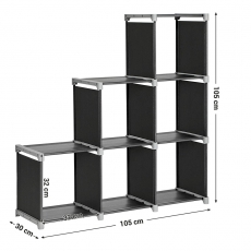 Multifunkční skříň Momés, 105 cm, černá / šedá - 6