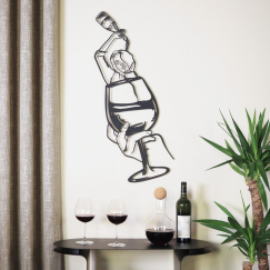 Nástěnná dekorace Glass of Wine, 69 cm, černá