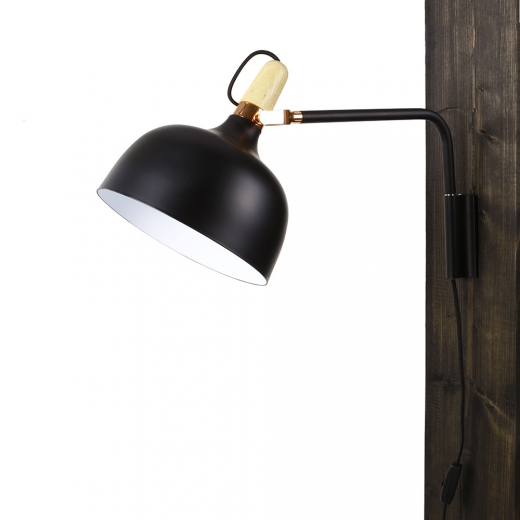 Nástěnná lampa kovová Acky, 32 cm, černá - 1