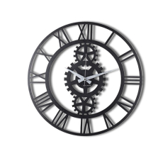 Nástenné hodiny Gear, 70 cm, čierna - 4
