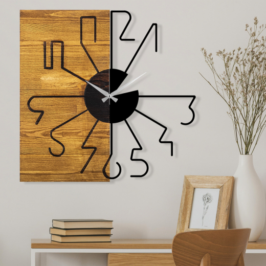 Nástěnné hodiny Wooden, 58 cm, hnědá - 1